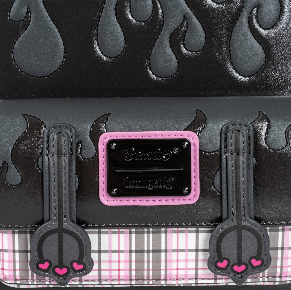 Kuromi Flames & Plaid Loungefly Mini Backpack