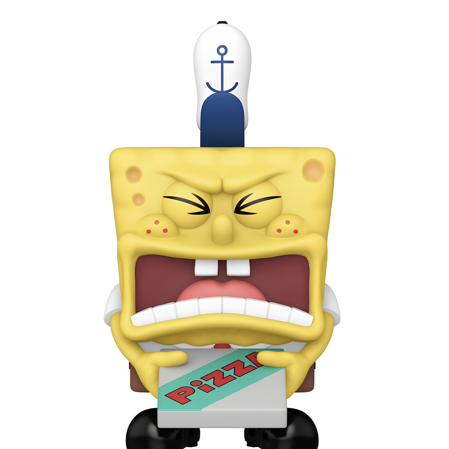 Spongebob Squarepants holding a pizza box