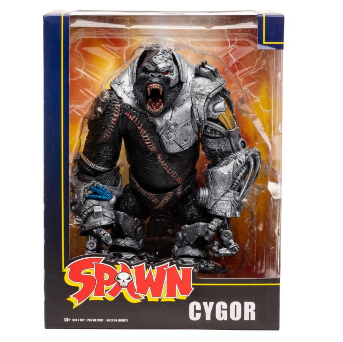 Toy figure packaging with 'Spawn' branding