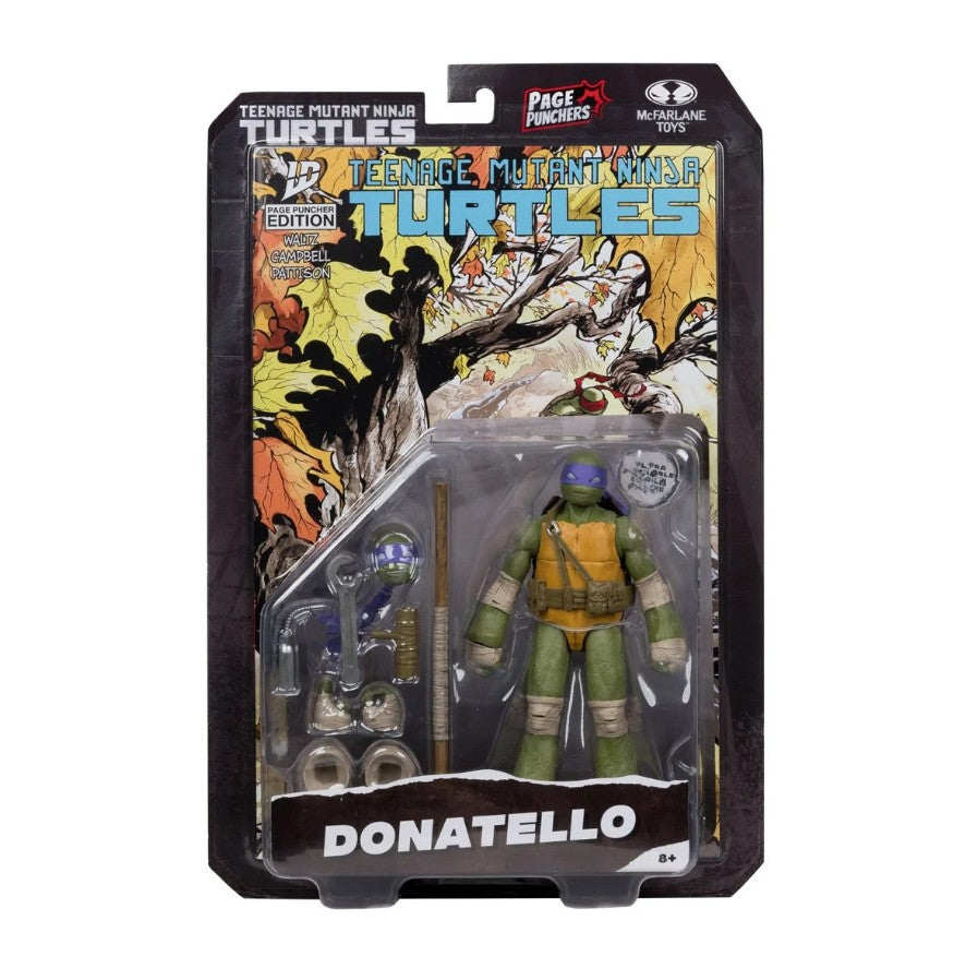Action figure of Donatello from Teenage Mutant Ninja Turtles in packaging with colorful background