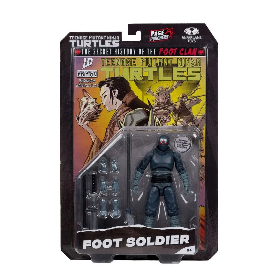 Action figure packaging for Teenage Mutant Ninja Turtles with 'Foot Soldier' on a white background