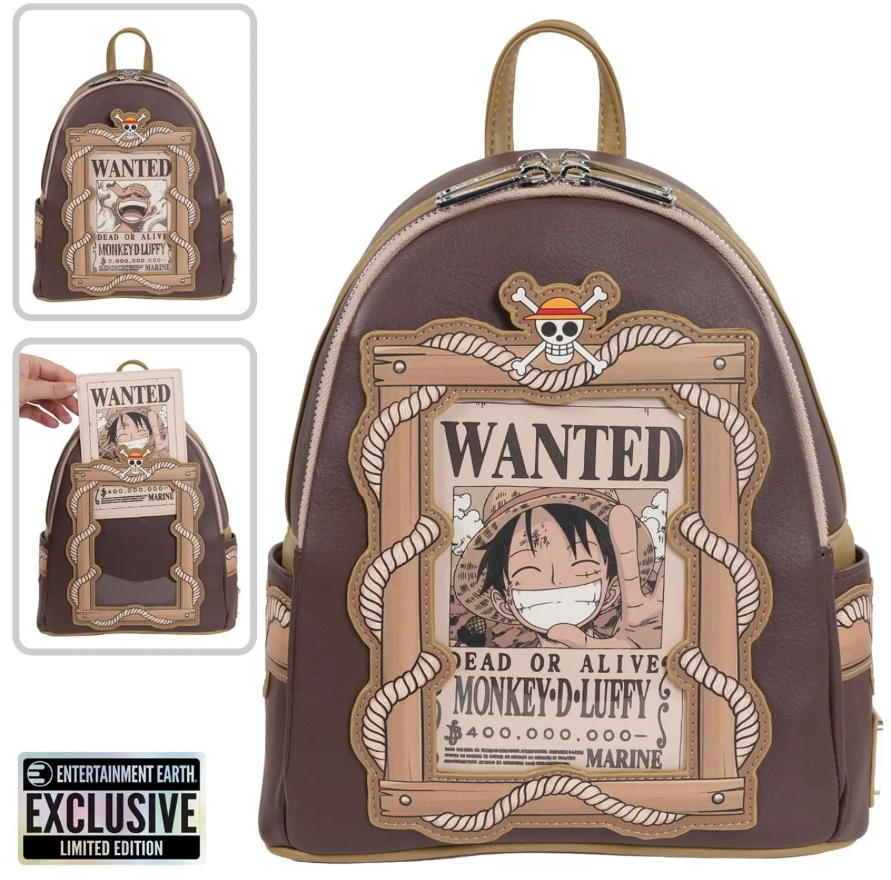 Loungefly One Piece Wanted Dead or Alive Monkey D. Luffy Mini Backpack – Entertainment Earth Exclusive (Pre-Order)