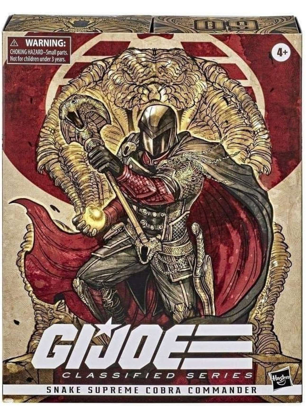 G.I. Joe Classified Series Cobra Commander action figure box with snake and warrior design.