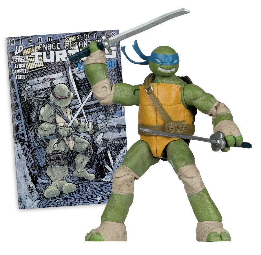 Action figure of Leonardo from a comic book series on a white background