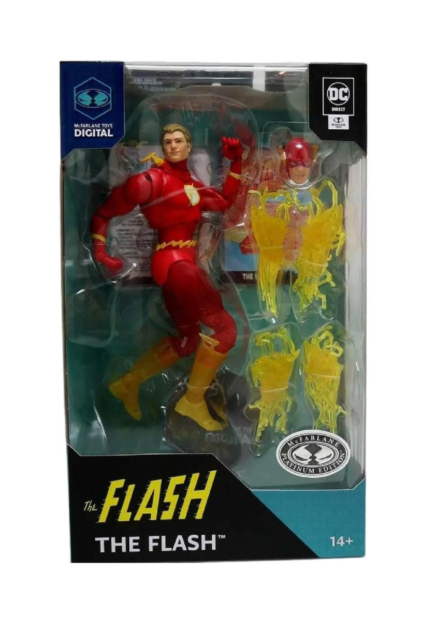 Action figure packaging of The Flash with DC branding