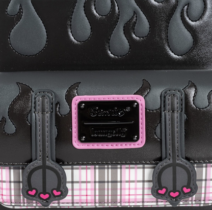 Kuromi Flames & Plaid Loungefly Mini Backpack